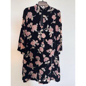 Nanette Lepore Black Floral Velvet Empire Dress Size 12 Moody Romance EUC